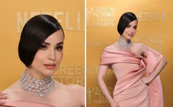 Sofia Carson and Millie Bobby Brown wear Chopard to the 31st SAG Awards in Los Angeles